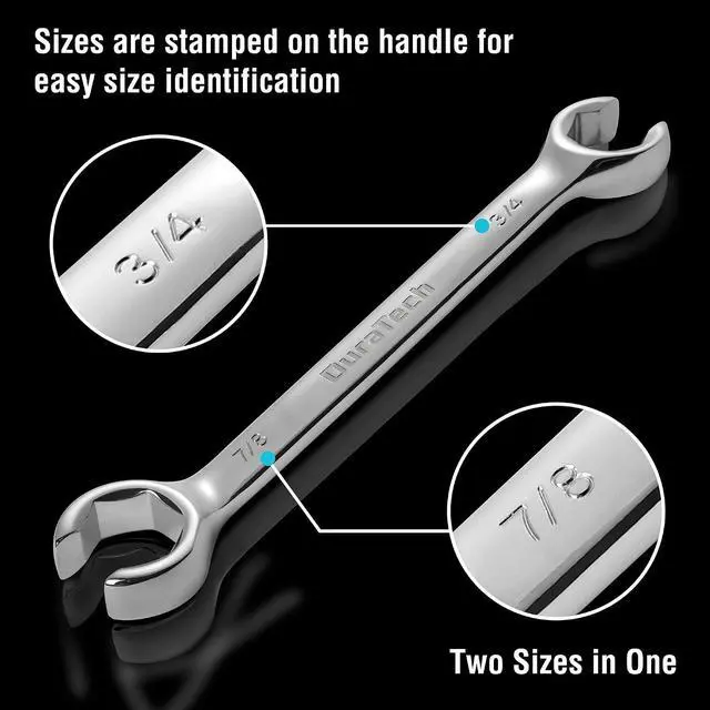 Alt view image 3 of 7 - Flare Nut Wrench Set, Standard & Metric, 10-Piece, 1/4" to 7/8'' & 9-21mm, CR-V Steel, Organizer Pouch Included