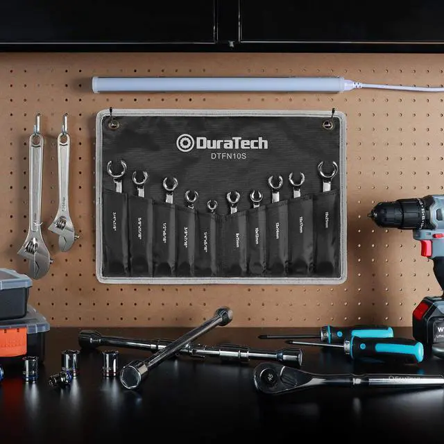 Alt view image 6 of 7 - Flare Nut Wrench Set, Standard & Metric, 10-Piece, 1/4" to 7/8'' & 9-21mm, CR-V Steel, Organizer Pouch Included