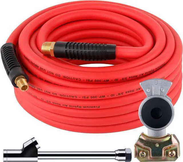 Main image of Truck Tire Inflator Kit, 3/8 x 50FT Hybrid Air Hose with 1/4" Chuck and 1/2" NPT Universal Gladhand Connection