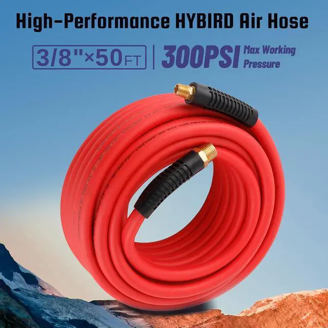 Alt view image 2 of 7 - Truck Tire Inflator Kit, 3/8 x 50FT Hybrid Air Hose with 1/4" Chuck and 1/2" NPT Universal Gladhand Connection