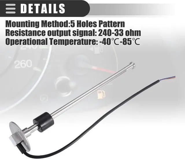 Alt view image 5 of 7 - Universal Marine Fuel Sending Unit Float Replacement Fuel Gauge Gas Tank Diesel Water Level Sender Unit Sensor, 13" 330mm, Anti-Corrosion, Stainless Steel, Silver Tone