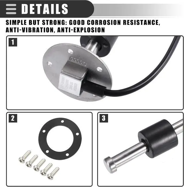 Alt view image 6 of 7 - Universal Marine Fuel Sending Unit Float Replacement Fuel Gauge Gas Tank Diesel Water Level Sender Unit Sensor, 13" 330mm, Anti-Corrosion, Stainless Steel, Silver Tone