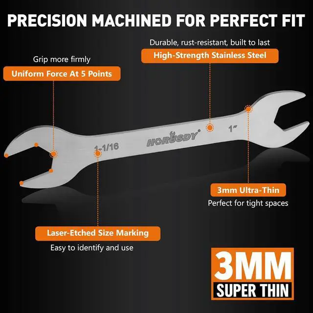 Alt view image 4 of 7 - Thin Open End Wrench Set