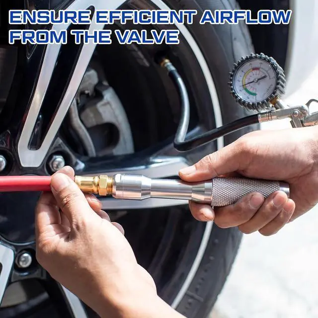 Alt view image 4 of 6 - 4 Pack Large Bore Lock on Air Chuck with 1/4 Npt Female Thread, Straight for Tires with Large and Super Bore Valves for Off-Road Trucks & Heavy Equipment