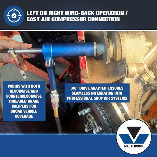 Alt view image 5 of 6 - 43051 Air-Powered Brake Caliper Wind-Back Tool TOOL ONLY, No Adapters Pneumatic Piston Compressor with Left/Right Rotation and 3/8 Drive