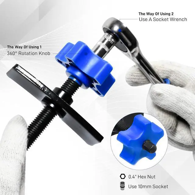 Alt view image 6 of 6 - 22pc Brake Caliper Wind Back Tool, Color-zinc Plated Brake Caliper Compression Tool Set with 18 Disc Adapters for Brake Pad Replacement, High Strength Storage Box