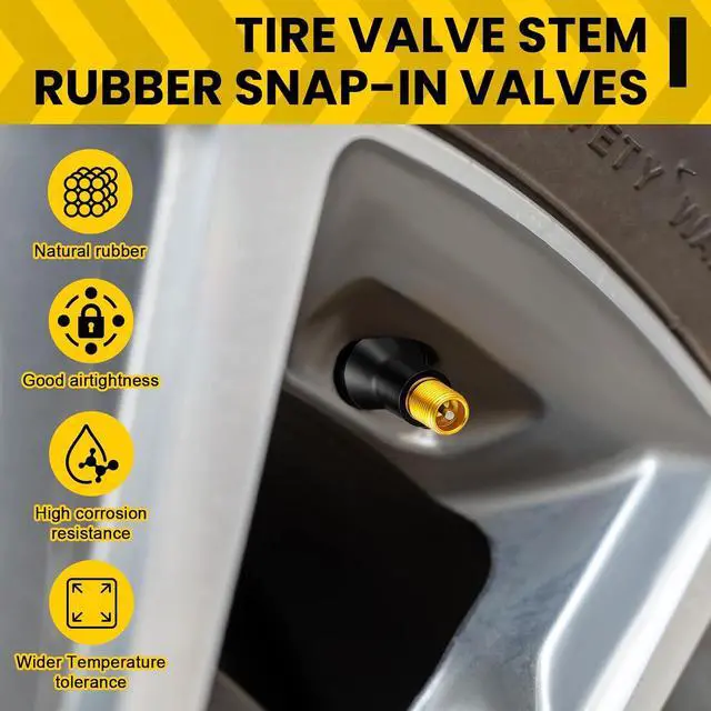 Alt view image 2 of 7 - 400 Pieces TR413 Valve Stems Tubeless Bulk Rubber Snap-in Valve Stems for 0.453 Inch Rim Holes, Black Standard Length Replacement Tool for Car Tubeless Replacement
