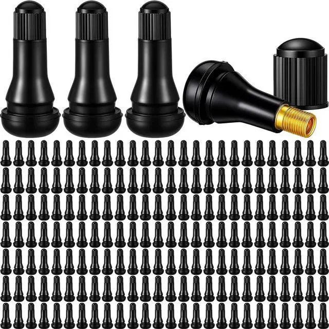 Main image of 300 Pieces TR413 Valve Stems Tubeless Bulk Rubber Snap-in Valve Stems for 0.453 Inch Rim Holes, Black Standard Length Replacement Tool for Car Tubeless Replacement