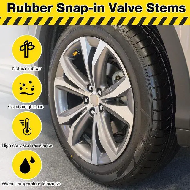 Alt view image 2 of 6 - 300 Pieces TR413 Valve Stems Tubeless Bulk Rubber Snap-in Valve Stems for 0.453 Inch Rim Holes, Black Standard Length Replacement Tool for Car Tubeless Replacement