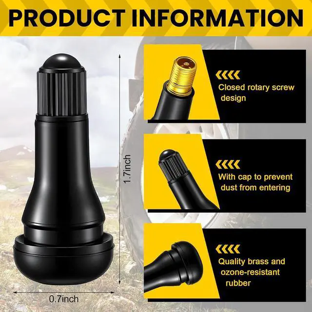 Alt view image 4 of 7 - 400 Pieces TR413 Valve Stems Tubeless Bulk Rubber Snap-in Valve Stems for 0.453 Inch Rim Holes, Black Standard Length Replacement Tool for Car Tubeless Replacement