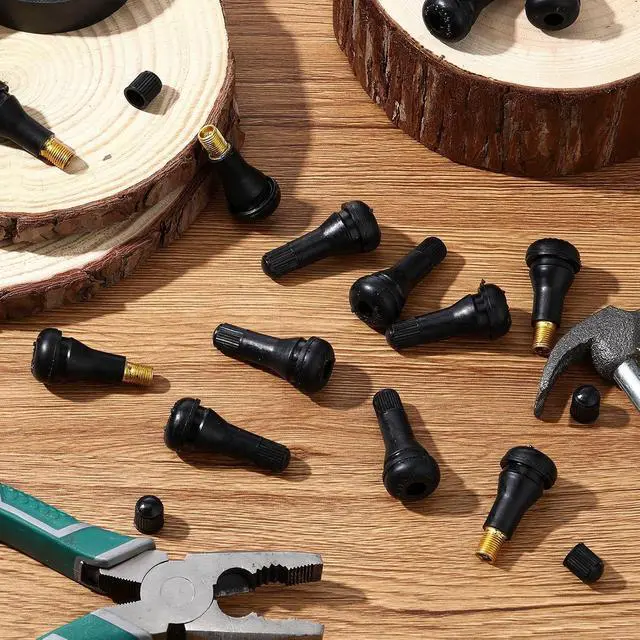Alt view image 3 of 6 - 300 Pieces TR413 Valve Stems Tubeless Bulk Rubber Snap-in Valve Stems for 0.453 Inch Rim Holes, Black Standard Length Replacement Tool for Car Tubeless Replacement