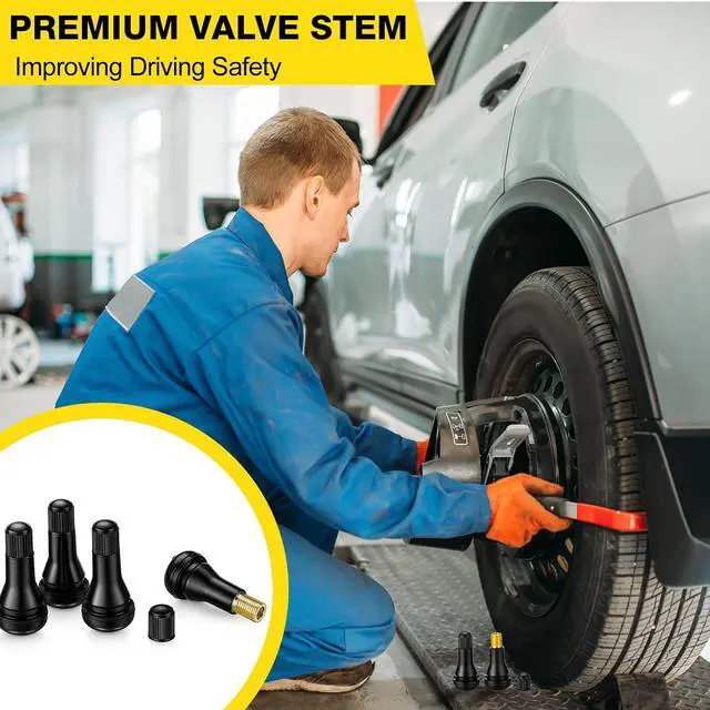 Alt view image 5 of 6 - 300 Pieces TR413 Valve Stems Tubeless Bulk Rubber Snap-in Valve Stems for 0.453 Inch Rim Holes, Black Standard Length Replacement Tool for Car Tubeless Replacement