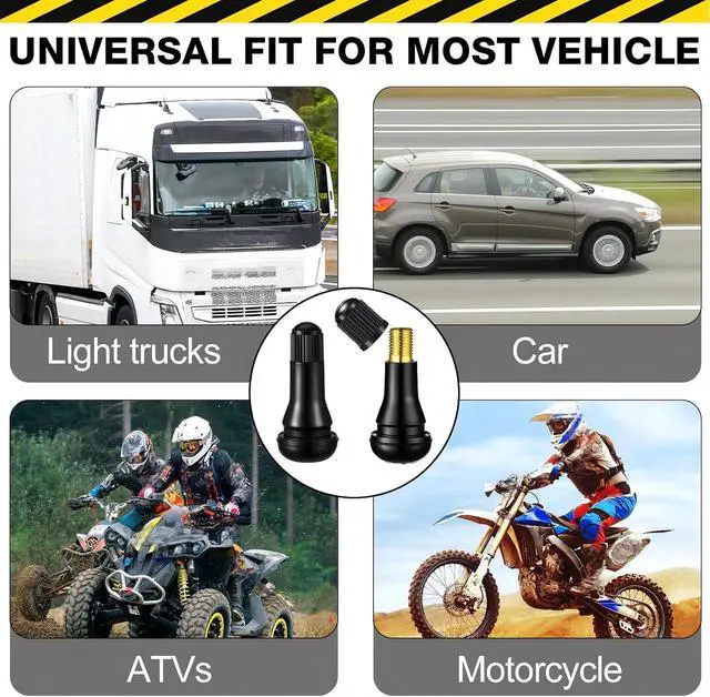 Alt view image 6 of 6 - 300 Pieces TR413 Valve Stems Tubeless Bulk Rubber Snap-in Valve Stems for 0.453 Inch Rim Holes, Black Standard Length Replacement Tool for Car Tubeless Replacement
