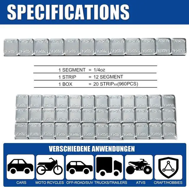 Alt view image 2 of 7 - Upgraded Wheel Weights 1/4oz, 0.25oz - 960PCS Adhesive Stick on Wheel Weights, 120 oz/Box, 2 Boxes, EasyPeel Tape Automobiles/Trucks/SUVs/Motorcycles, Perfect for Garages