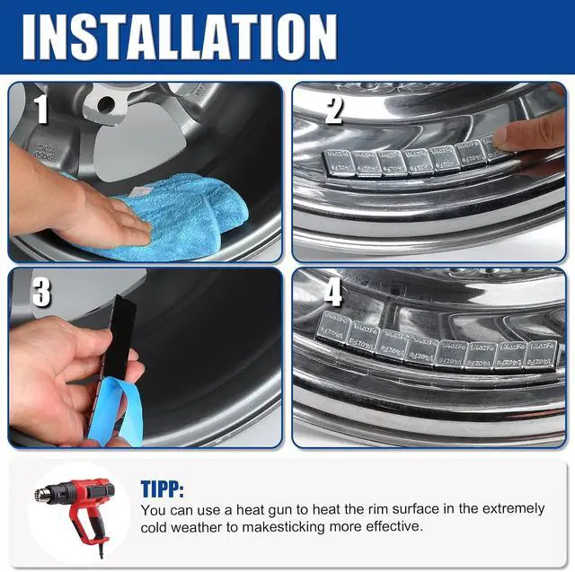 Alt view image 7 of 7 - Upgraded Wheel Weights 1/4oz, 0.25oz - 960PCS Adhesive Stick on Wheel Weights, 120 oz/Box, 2 Boxes, EasyPeel Tape Automobiles/Trucks/SUVs/Motorcycles, Perfect for Garages