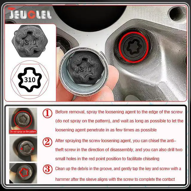 Alt view image 3 of 7 - 32PCS Wheel Locking Nut Key Kit Compatible with Mercedes Benz