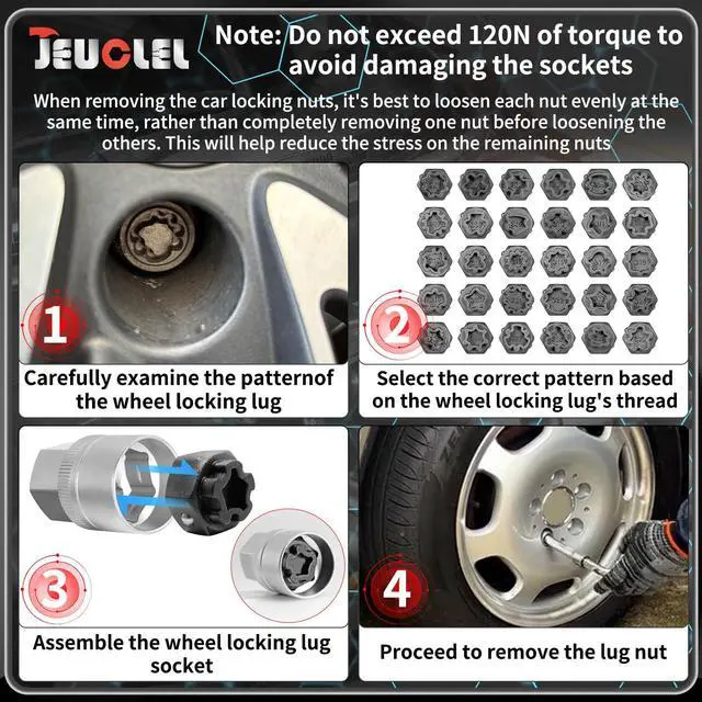 Alt view image 5 of 7 - 32PCS Wheel Locking Nut Key Kit Compatible with Mercedes Benz