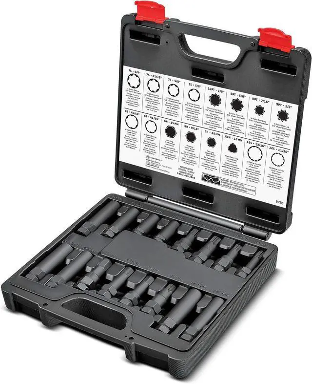 Main image of 16 Piece Locking Lug Nut Master Key Set, Wheel-Lock Removal Tool Kit for for Spline Star and Hex Style Keys, Universal Thin-Walled/Extra-Long Lug Nut Socket Set - 647860
