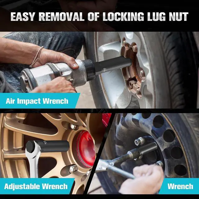Alt view image 4 of 6 - 8-Piece Spline Lug Nut Removal Tool Kit - Master Key Set for Stripped Frozen Rusted Wheel Locks - Removing 5, 6, 7, 12 Spline & Hex Wheel Locks