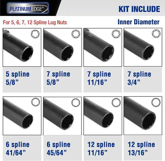 Alt view image 3 of 7 - Lug Nut Key Set, 16 Pieces SAE & Metric Wheel Lock Removal Tool Kit, Cr-Mo Steel