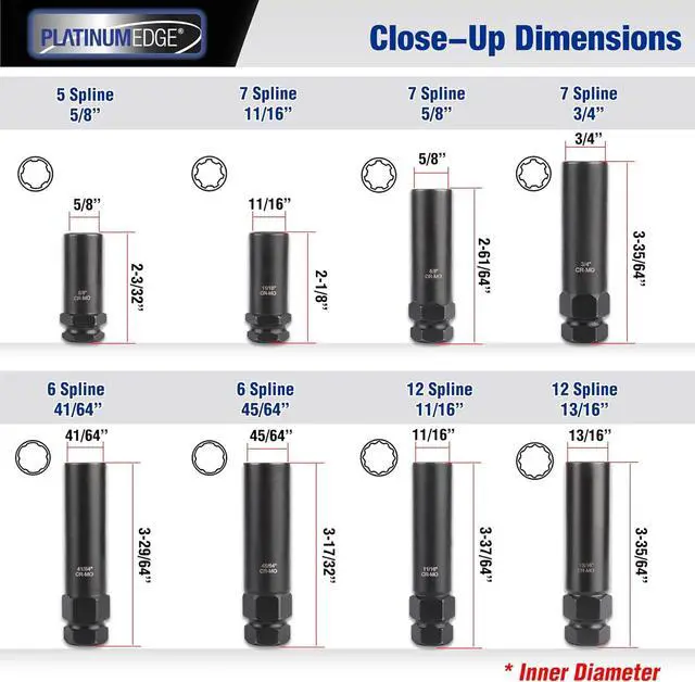 Alt view image 4 of 7 - Lug Nut Key Set, 16 Pieces SAE & Metric Wheel Lock Removal Tool Kit, Cr-Mo Steel