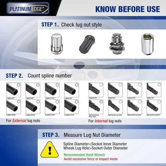 Alt view image 6 of 7 - Lug Nut Key Set, 16 Pieces SAE & Metric Wheel Lock Removal Tool Kit, Cr-Mo Steel
