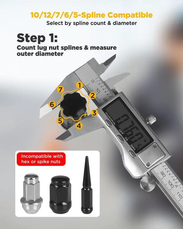 Alt view image 5 of 7 - 5/6/7/10/12 Spline Lug Nut Socket Set, 12 Pcs Locking Lug Nut Key