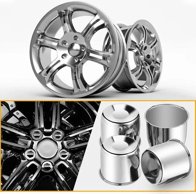 Alt view image 5 of 7 - 4 Pcs 4.25 Inch Wheel Center Caps Sliver Push Through Trailer Center Caps Carbon Steel for Rims Truck Auto