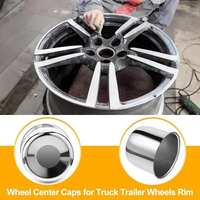 Alt view image 6 of 7 - 4 Pcs 4.25 Inch Wheel Center Caps Sliver Push Through Trailer Center Caps Carbon Steel for Rims Truck Auto