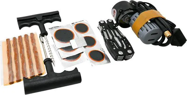 Alt view image 2 of 6 - Motorcycle, ATV, UTV Flat Repair Kit Tubeless Tube Tire Repair Kit with Mini Air Compressor