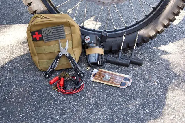 Alt view image 6 of 6 - Motorcycle, ATV, UTV Flat Repair Kit Tubeless Tube Tire Repair Kit with Mini Air Compressor