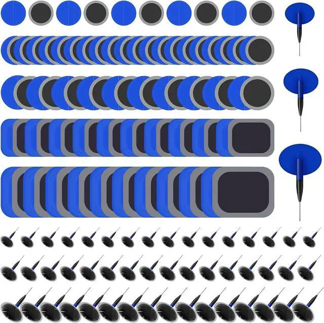 Main image of 74 Pcs Heavy Duty Tire Patches Kit Rubber Radial Tire Repair Patch Plug Kit Repair Emergency Tool for Puncture Car Truck Bus Tractor Vehicle Motorcycle 32mm, 42mm, 58mm, 65x80mm, 85x120 mm
