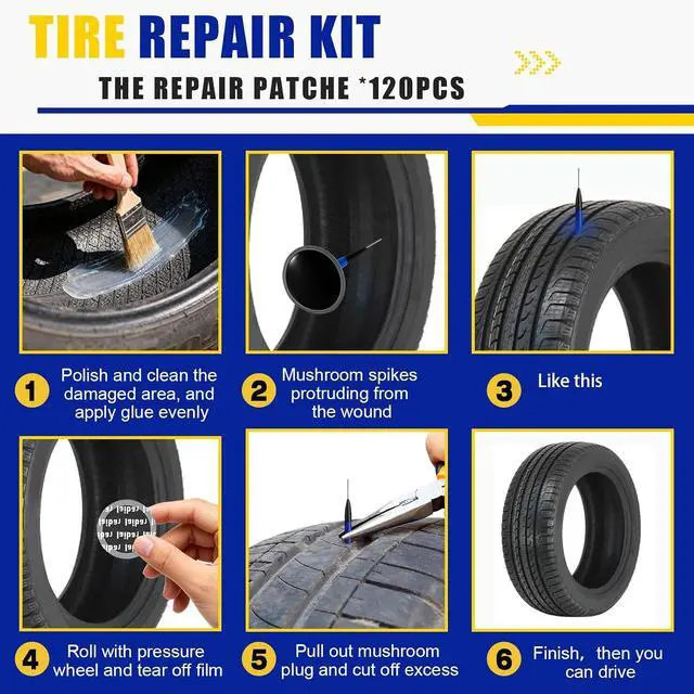 Alt view image 5 of 7 - 74 Pcs Heavy Duty Tire Patches Kit Rubber Radial Tire Repair Patch Plug Kit Repair Emergency Tool for Puncture Car Truck Bus Tractor Vehicle Motorcycle 32mm, 42mm, 58mm, 65x80mm, 85x120 mm