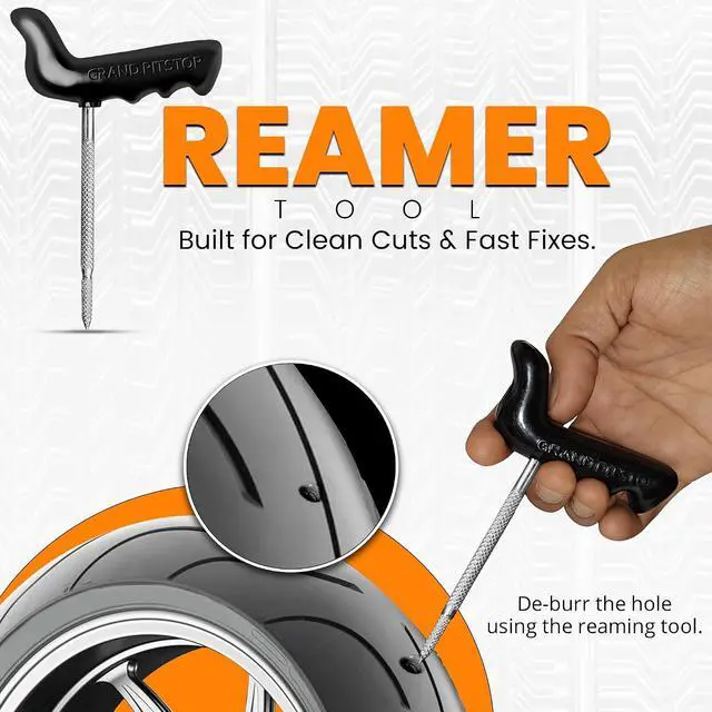 Alt view image 3 of 7 - Tubeless Tire Gun Puncture Repair Kit with Mushroom Plug for Tyre Punctures and Flats on Cars, Motorcycles, ATV, Trucks & Tractors (Gun Kit Antic Silver)