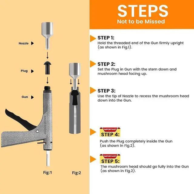 Alt view image 7 of 7 - Tubeless Tire Gun Puncture Repair Kit with Mushroom Plug for Tyre Punctures and Flats on Cars, Motorcycles, ATV, Trucks & Tractors (Gun Kit Antic Silver)