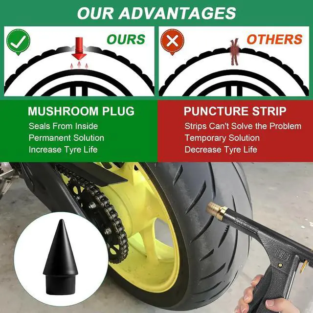 Alt view image 4 of 7 - Tire Repair Kit, Tire Plug Kit Tire Repair Tools to Fix Punctures and Plug Flats Patch Kit with Mushroom Plug for car Motorcycle, Truck, ARB, ATV, Tractor, RV, SUV, Trailer