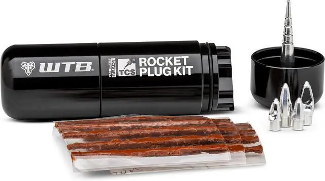 Main image of Rocket Bike Tire Repair Kit - Easy Tire Plug Kit for Tubeless Mountain & Gravel Bike Tires. Includes 15 Plugs & 4 Reusable Anchors