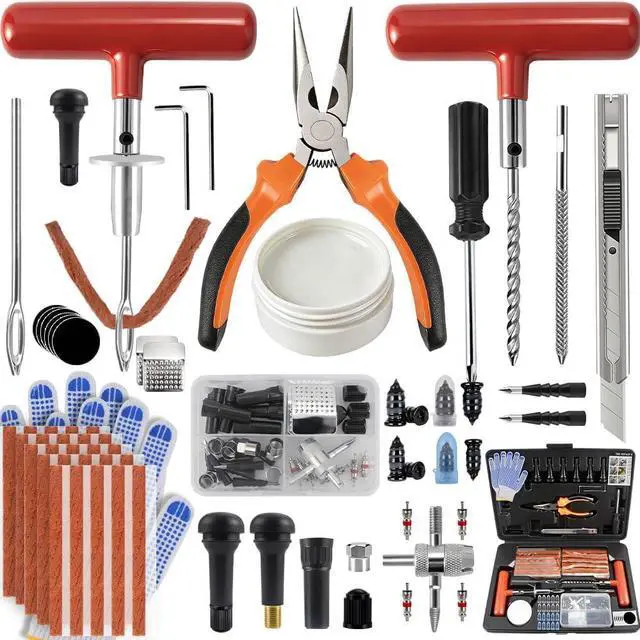 Main image of 132Pcs Heavy Duty Tire Repair Kit, Professional Tire Plug Kits with Rubber Nails, 50Pcs Plugs, Fix a Flat Puncture Patch Tools for Motorcycle, Car,Truck, ATV, Auto, UTV & Lawn Mower(Tubeless)