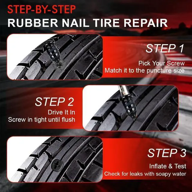 Alt view image 5 of 7 - 132Pcs Heavy Duty Tire Repair Kit, Professional Tire Plug Kits with Rubber Nails, 50Pcs Plugs, Fix a Flat Puncture Patch Tools for Motorcycle, Car,Truck, ATV, Auto, UTV & Lawn Mower(Tubeless)