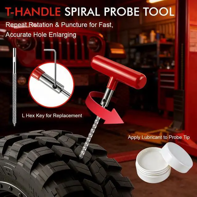 Alt view image 6 of 7 - 132Pcs Heavy Duty Tire Repair Kit, Professional Tire Plug Kits with Rubber Nails, 50Pcs Plugs, Fix a Flat Puncture Patch Tools for Motorcycle, Car,Truck, ATV, Auto, UTV & Lawn Mower(Tubeless)
