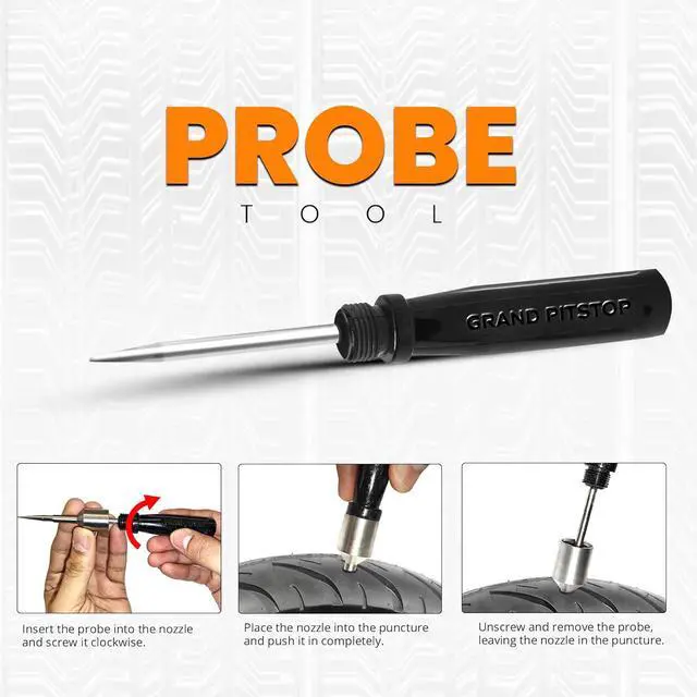 Alt view image 4 of 7 - Tubeless Tire Gun Puncture Repair Kit with Mushroom Plug for Tyre Punctures and Flats on Cars, Motorcycles, ATV, Trucks & Tractors (Gun Kit Antic Silver)