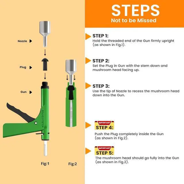 Alt view image 7 of 7 - Tubeless Tire Gun Puncture Repair Kit with Mushroom Plug for Tyre Punctures and Flats on Cars, Motorcycles, ATV, Trucks & Tractors (Gun Puncture kit 15 Plugs, Green)