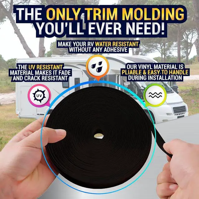 Alt view image 4 of 6 - 1-Inch Black RV Trim Molding Insert