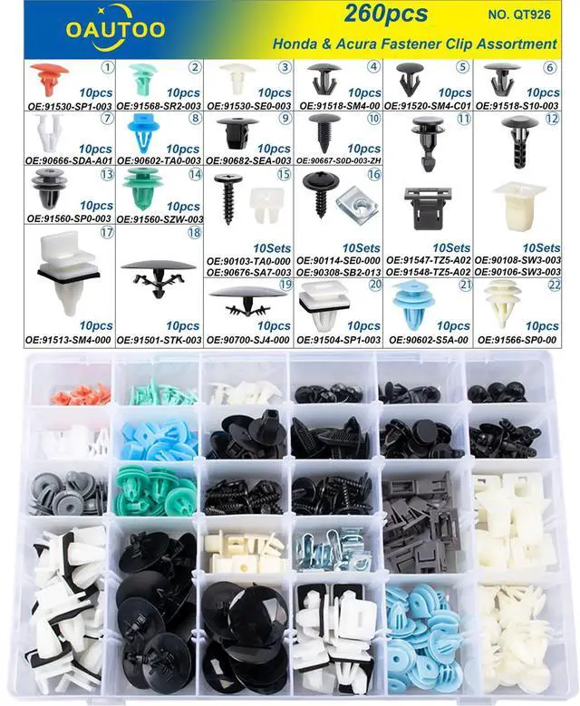Alt view image 2 of 5 - 260pcs for Honda & Acura Auto Body Interior and Exterior Retainer Fastener Clip Assortment