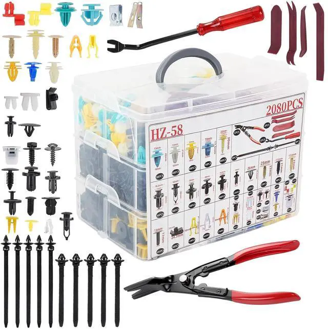 Main image of Automotive Clips 2080Pcs Set Bumper Clips & Trim Retainers Kit with Removal Tool, Universal Nylon Fasteners for Car Door Panel, Fender, Grill, for Toyota, Ford, Benz,for Most Cars