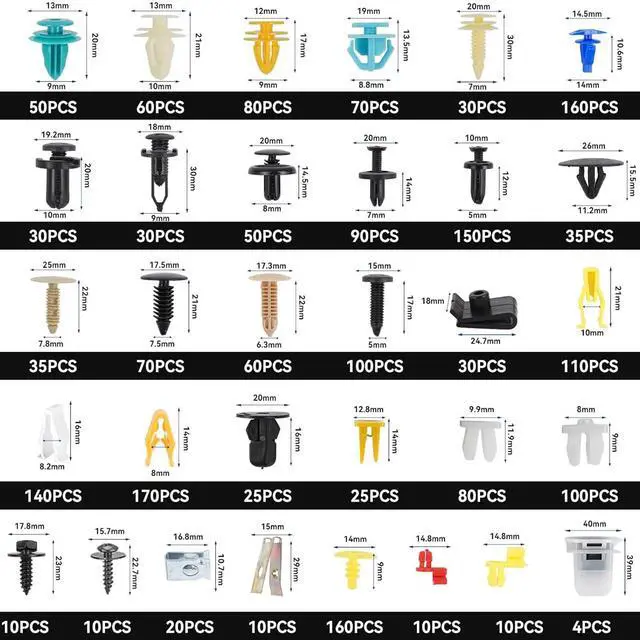 Alt view image 2 of 7 - Automotive Clips 2080Pcs Set Bumper Clips & Trim Retainers Kit with Removal Tool, Universal Nylon Fasteners for Car Door Panel, Fender, Grill, for Toyota, Ford, Benz,for Most Cars