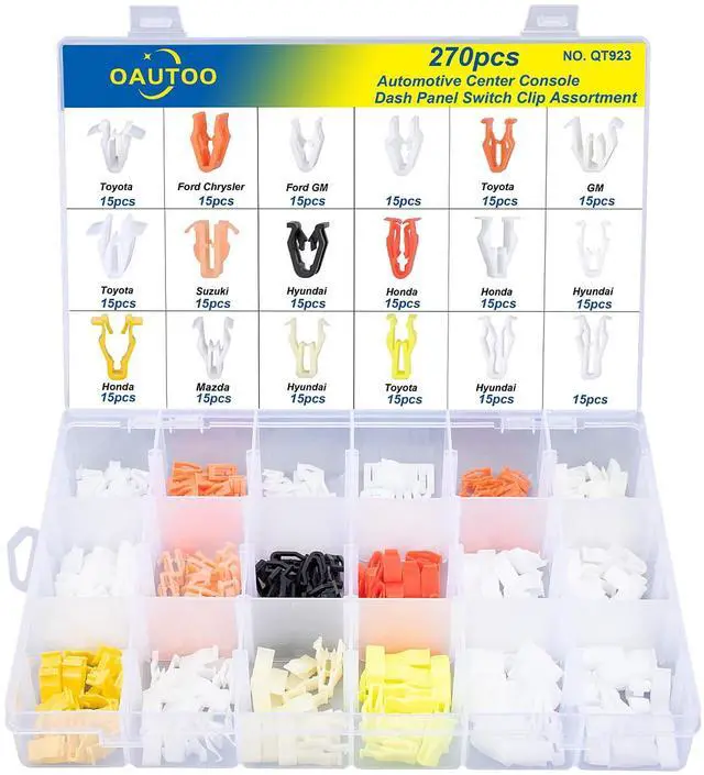Main image of 270pcs Automotive Center Console Radio DVD Dash Panel Switch Bezel Clips Assortment for Ford GM Chrysler Toyota Nissan Honda Hyundai Suzuki Mitsubishi