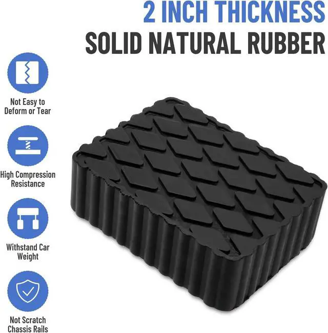 Alt view image 2 of 7 - 4 Pack Solid Rubber Auto Lift Pads, Anti-Skid Lift Block Spacer Pad for Car Lifts, Jacks and Racks, 3000lbs Loading Capacity, 6-1/3" x 4-3/4" x 2"