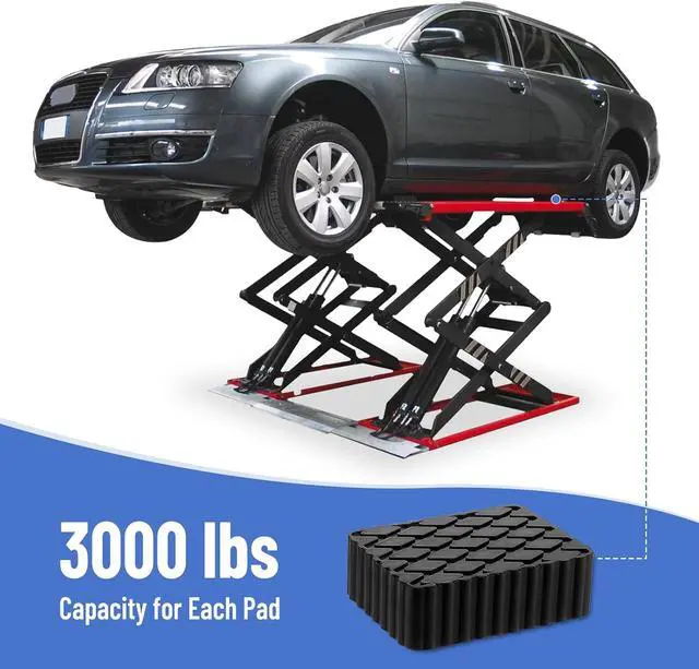 Alt view image 3 of 7 - 4 Pack Solid Rubber Auto Lift Pads, Anti-Skid Lift Block Spacer Pad for Car Lifts, Jacks and Racks, 3000lbs Loading Capacity, 6-1/3" x 4-3/4" x 2"