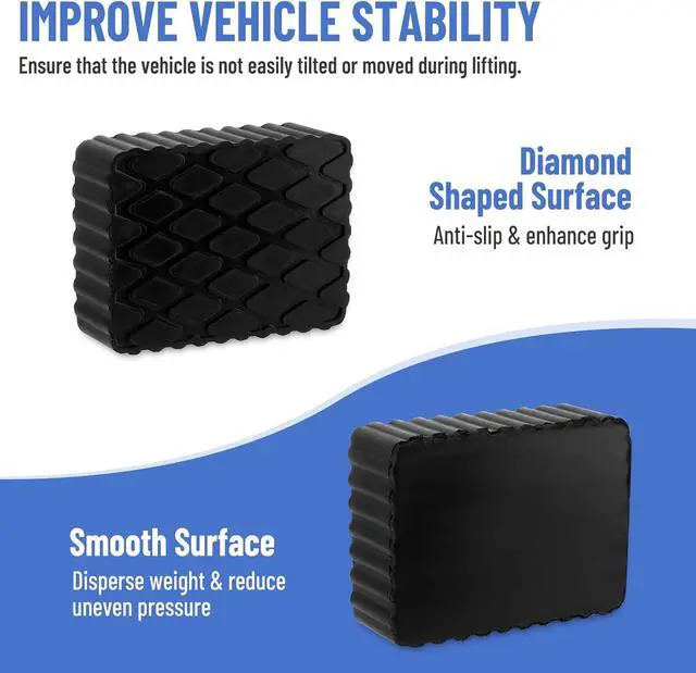 Alt view image 4 of 7 - 4 Pack Solid Rubber Auto Lift Pads, Anti-Skid Lift Block Spacer Pad for Car Lifts, Jacks and Racks, 3000lbs Loading Capacity, 6-1/3" x 4-3/4" x 2"